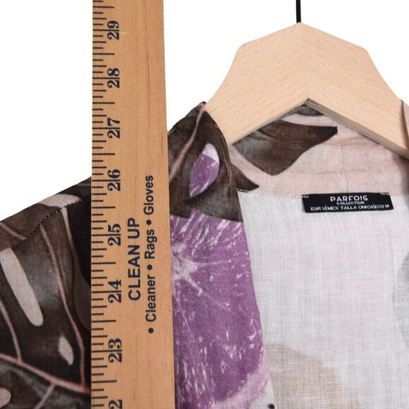 Parfois Fruit Print Kimono Jacket Linen Blend M Relaxed Open Front Tropical - Picture 6 of 9